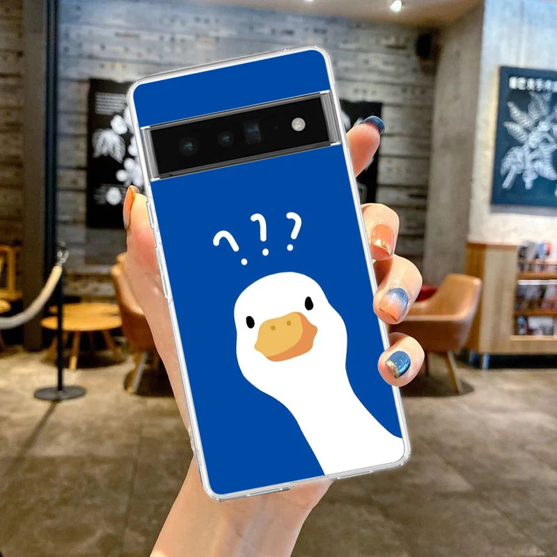 Phone Case Cover for Google Pixel 10 9 8 7 6 5 4 4XL Soft TPU 7A 6A 5A 4A 3A Pro XL 5G Transparent Shell Cute Goose Duck Game
