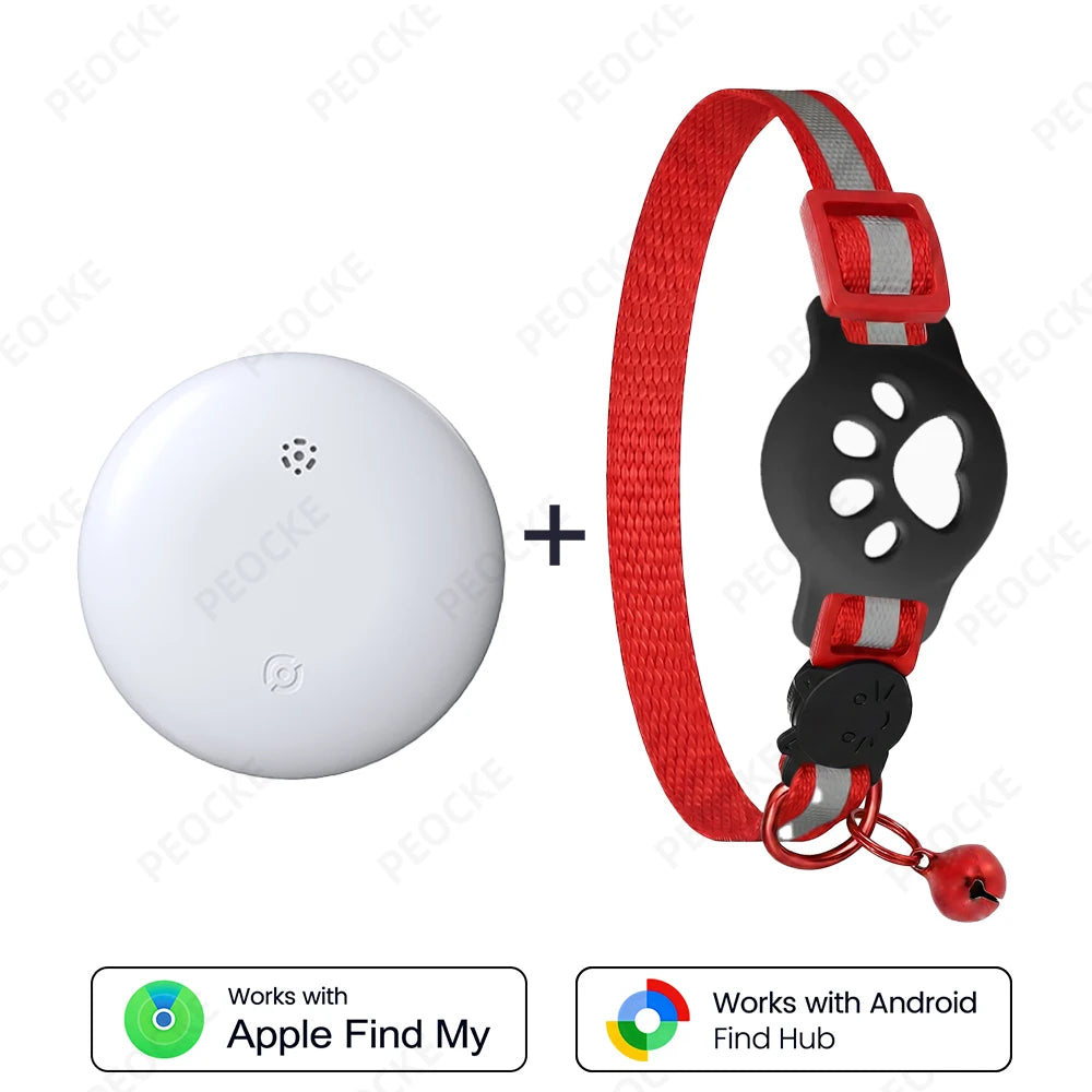 Dual System Pet Smart Tracker Tag With Cat Collar Android/iOS Anti-Lost GPS Tracker Works With Apple Find My /Google Find Hub