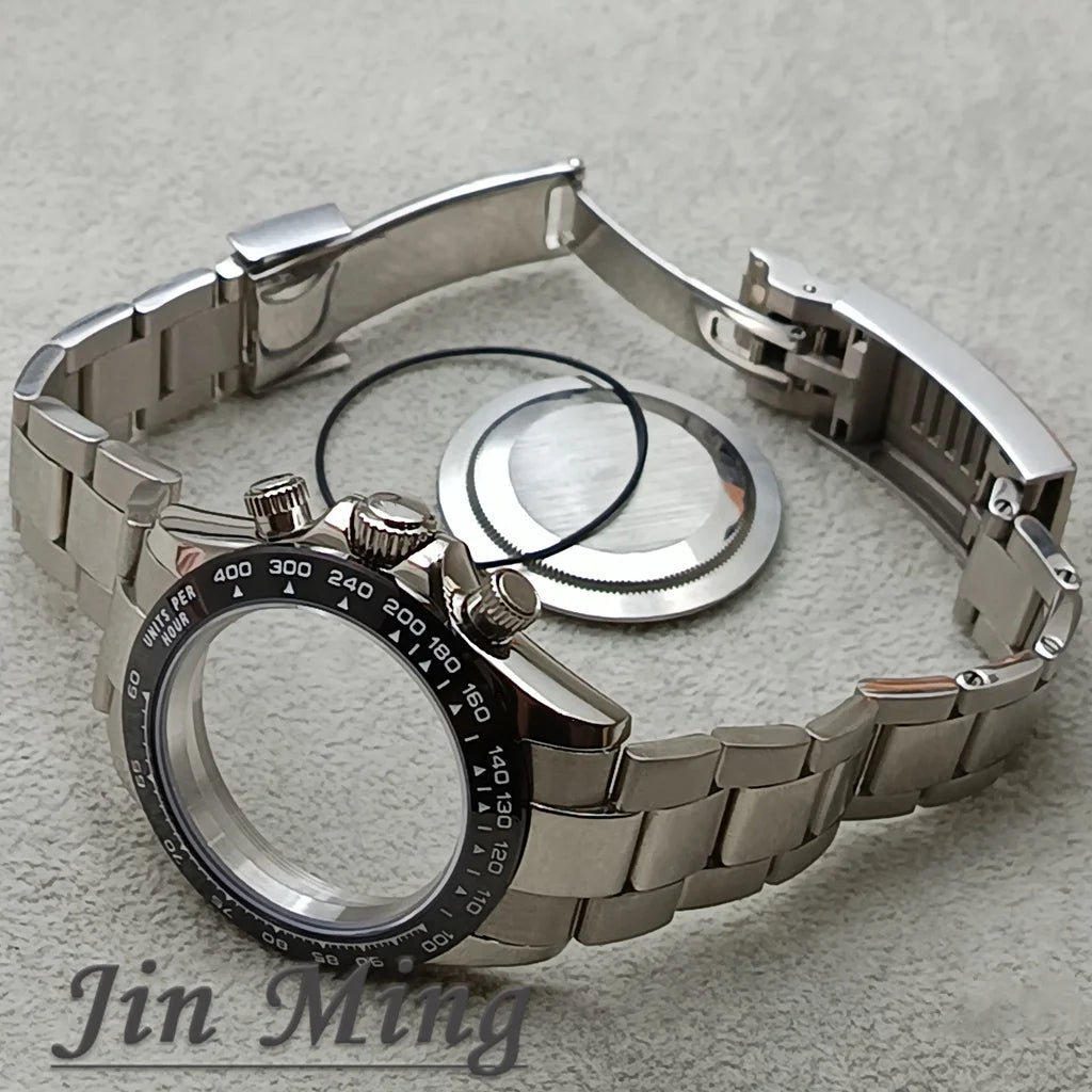 High Quality 40mm Suitable For VK63 VK63A Movement Sapphire Crystal Watch Accessories 904L Stainless Steel Waterproof WatchStrap