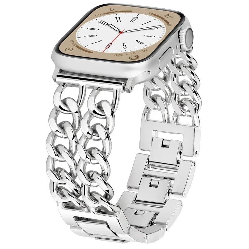 Link Bracelet for Apple Watch Band Ultra 2 49mm 40mm 44mm 41mm 45mm Metal Stainless steel IWatch Strap Series 9 8 7 SE 6 5 4 3