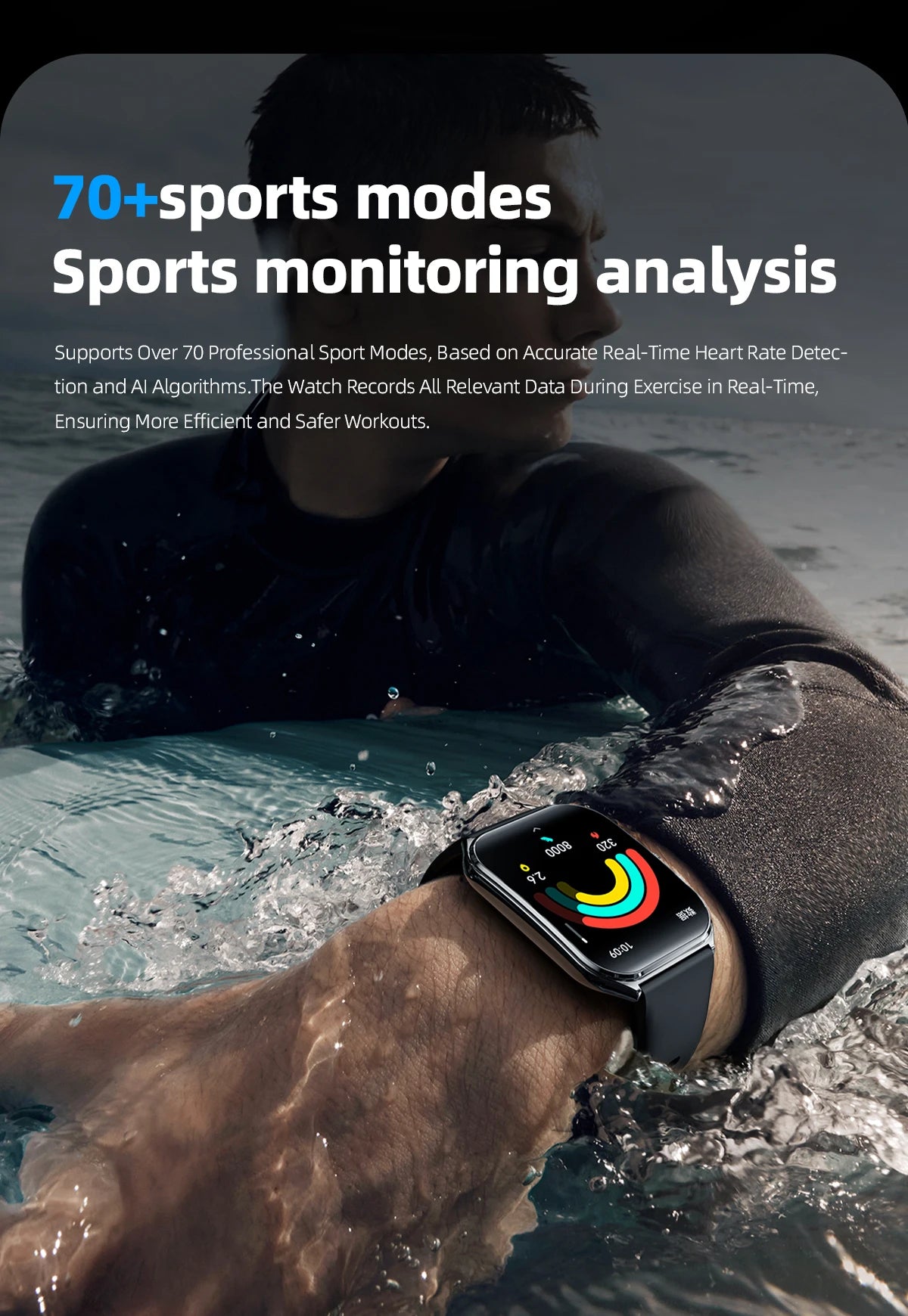 2026 New Smartwatch 1.96 inch Ultra-thin Bluetooth Call Health Monitor IP68 Waterproof 100 Sport Smart Bracelet For  Android iOS