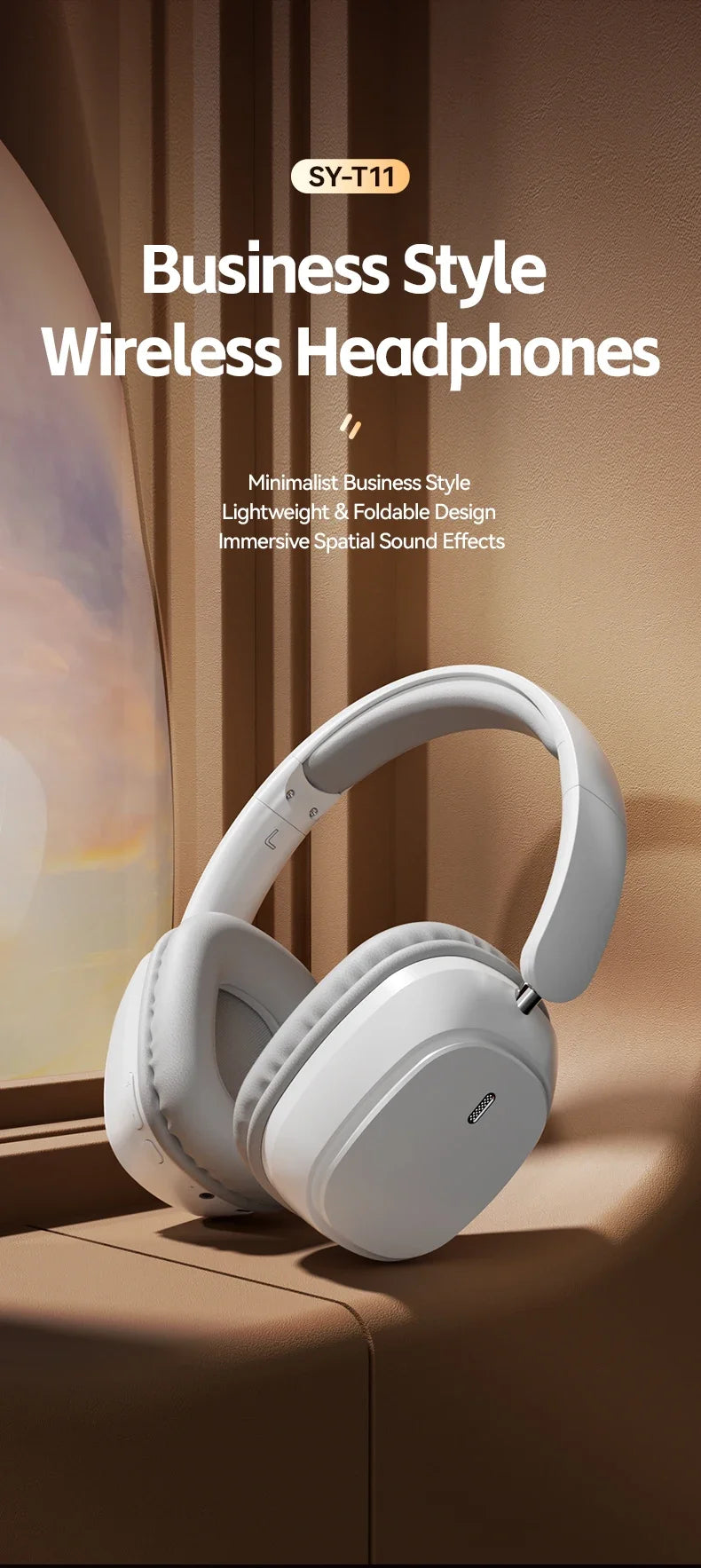 SY-T11 Wireless Headphones Bluetooth 5.3 Over Ear Headset With Mic Bass/Pop Mode Hi-Res HiFi Wired Headphones 90H APP For XiaoMi