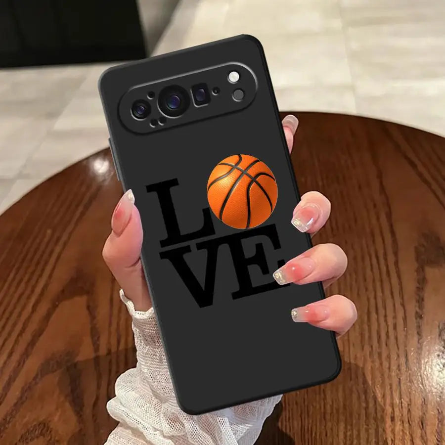 Sport Love Basketball Texture Black Soft Shell Case for Google Pixel 9a 10 9 Pro XL 6a 8a 7a 6 7 8 Pro