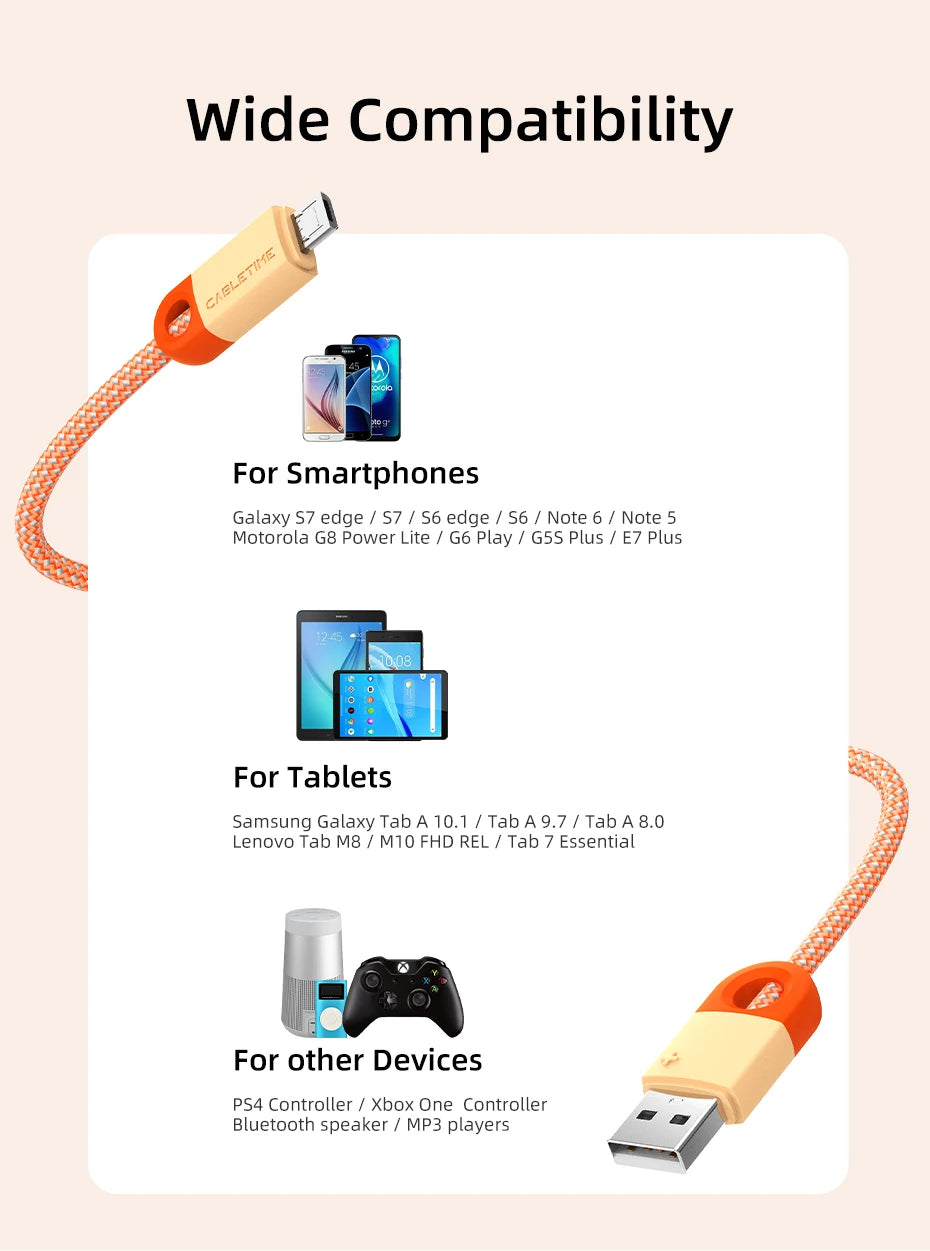CABLETIME Micro USB Cable 3A  Fast Data charge Mobile Phone Micro USB Cable  for Xiaomi 10 Redmi Huawei LG Data Cable Cord