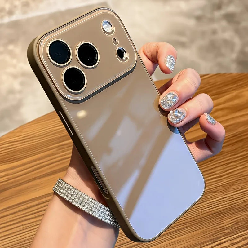 Luxury Candy Color Tempered Glass Phone Case For iPhone 17 16 15 14 13 Pro Max 17Pro Cases Camera Protection Hard Back Cover