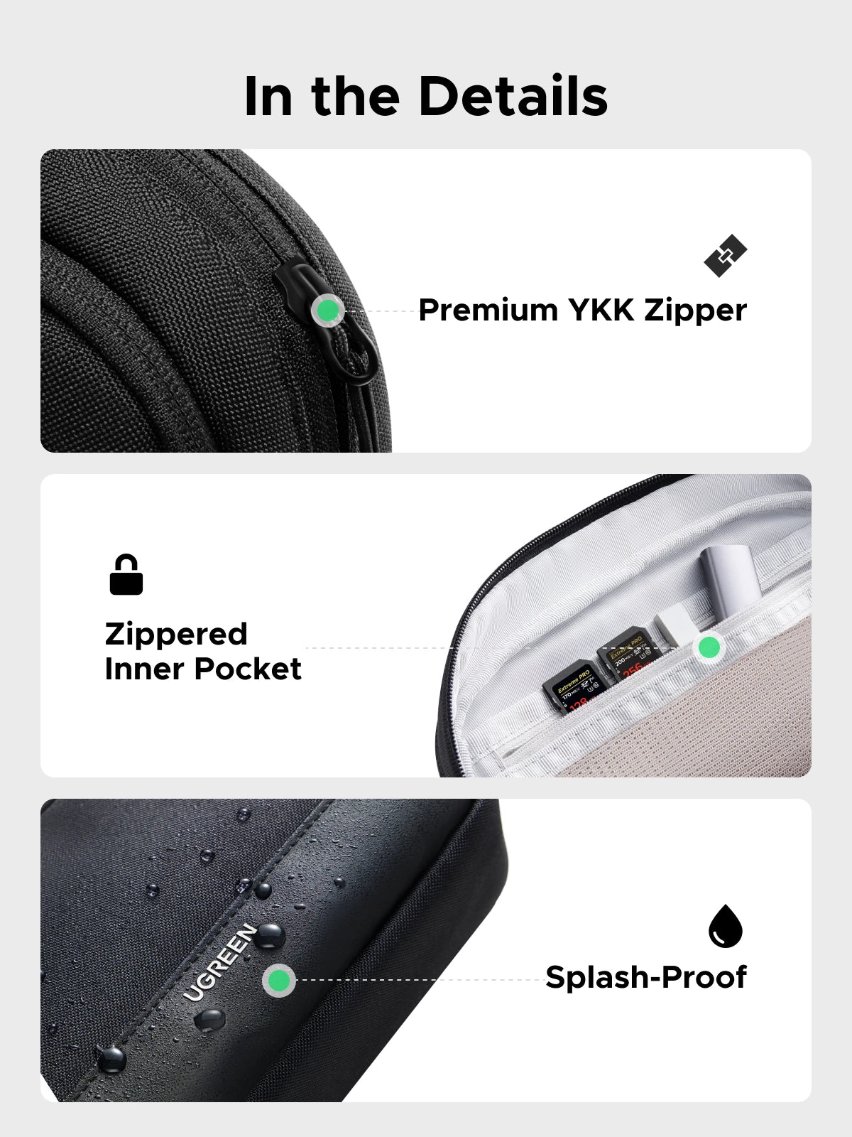 UGREEN Storage Bag Case Organizer Bag S/M Size for Laptop Power Adapter HUB Earphone Cable Charger PC Digital Laptop Accessories