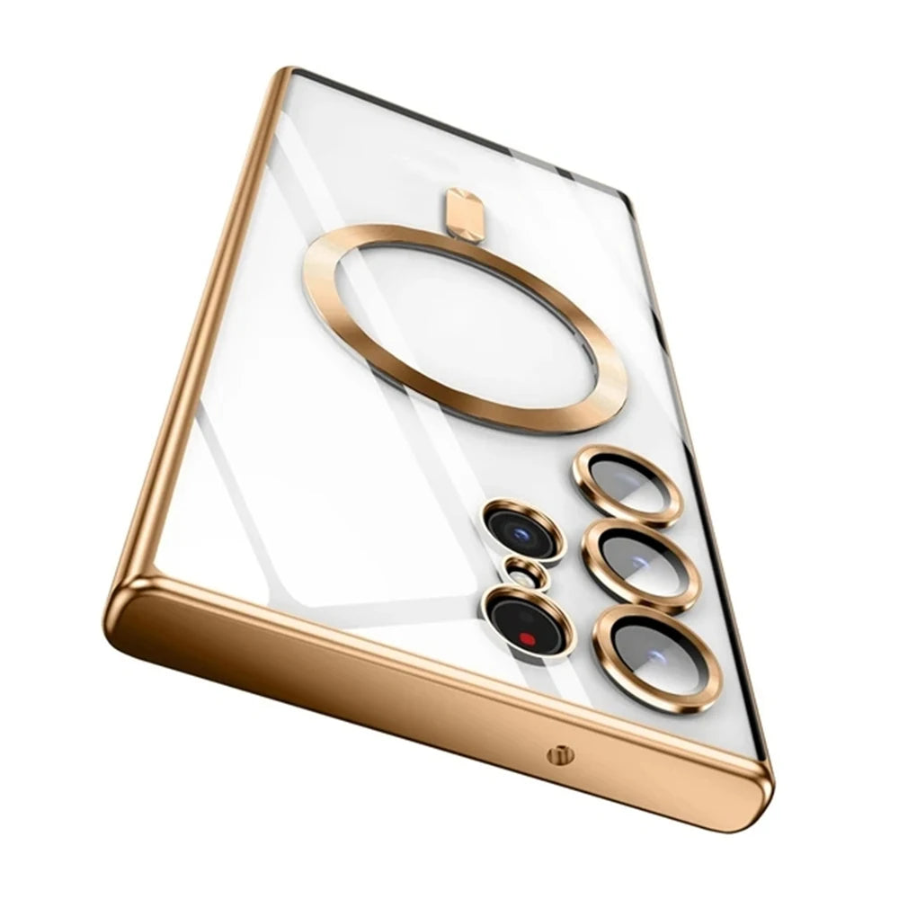 Luxury Wireless Magnetic Plating Cases For Magsafe Case Samsung Galaxy S25 S23 S24 Ultra S21 Fe S22 Lens Protective Cover