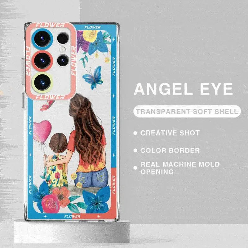 Butterfly Girl Flower Case for Samsung Galaxy S24 Ultra S20 FE S21 S22 Plus S23 Ultra 5G S23 FE Note 20 Ultra Transparent Soft