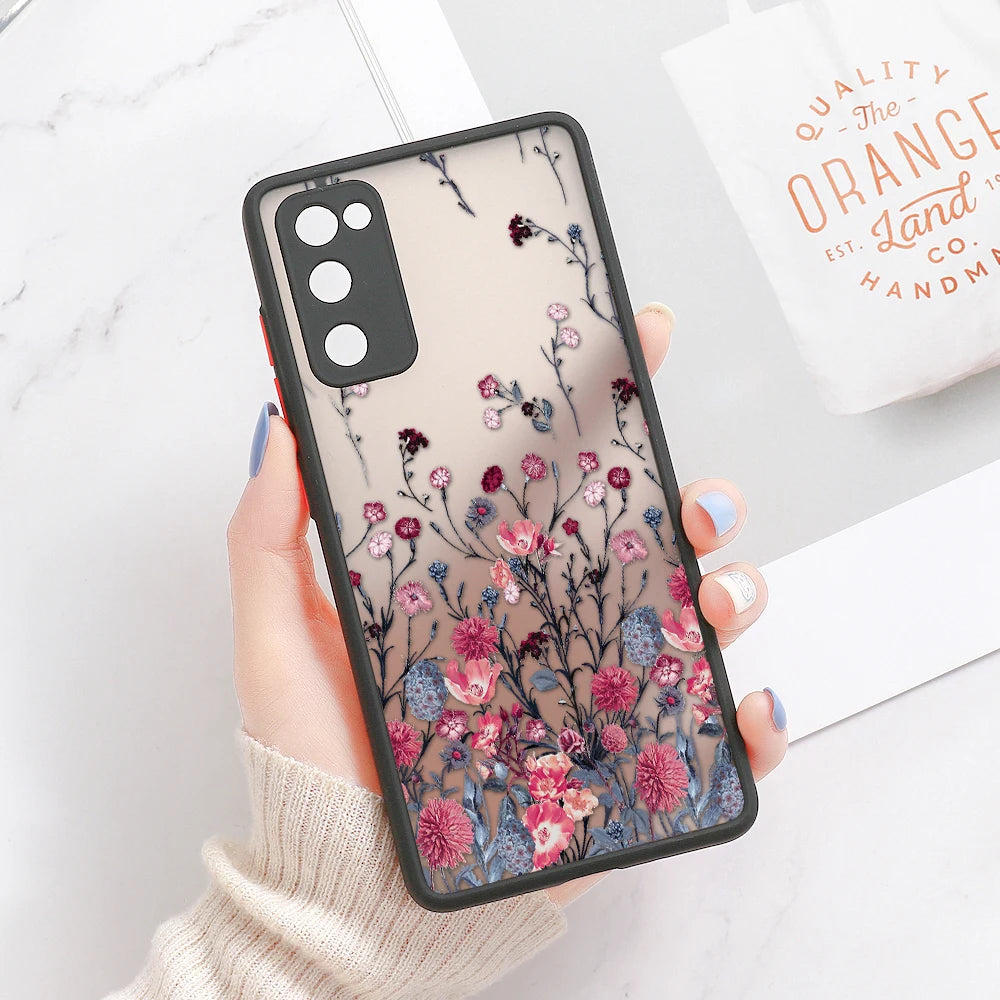 Phone Case For Samsung Galaxy S24 Ultra Cases S23 FE  S22 Plus S21 S20 FE Note 20 Ultra 10 Plus Hard Matte Flower Fundas Covers