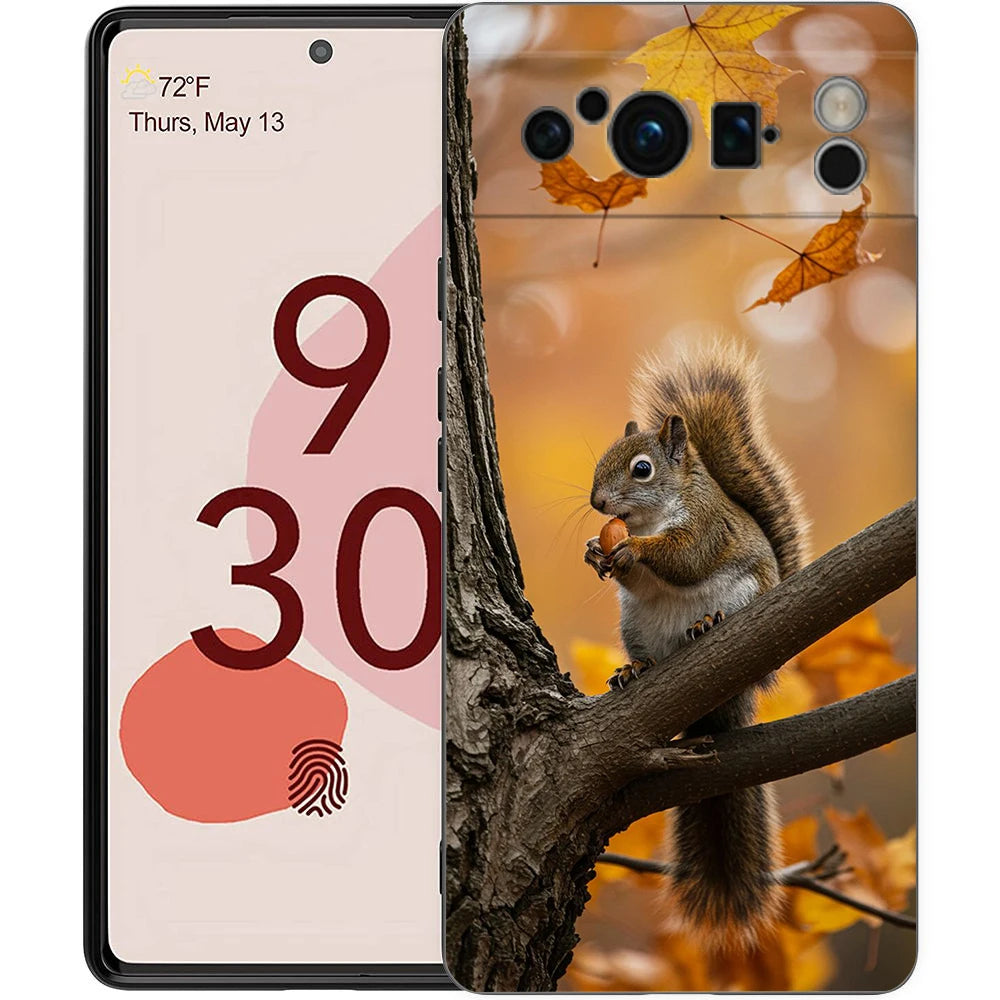 Cartoon Animal Bear Fox Squirrel Phone Case For Google Pixel 10 9 8 7 6 Pro XL 9A 8A 6A 7A 5G Soft Shockproof TPU Black Cover