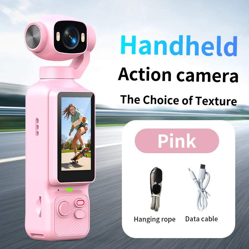 Pocket Handheld Vlog Camera 180°Rotatable Lens Anti-shake Stabilizer HD Portable Action Cam Built-in Fill Light Outdoor Travel