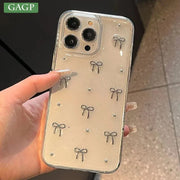 Girl's Glitter Bling 3D Bowknot Transparent Case For iPhone 17 16 15 14 Plus 13 12 11 Pro Max 17ProMax Air Clear Slim Cover
