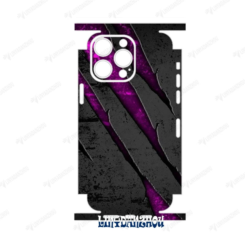 Colorful Decal Skin for iPhone 17 16 15 14 13 12 11 Pro XS Max XR Soft Back Screen Protector 3M Wrap with Side Skin Sticker