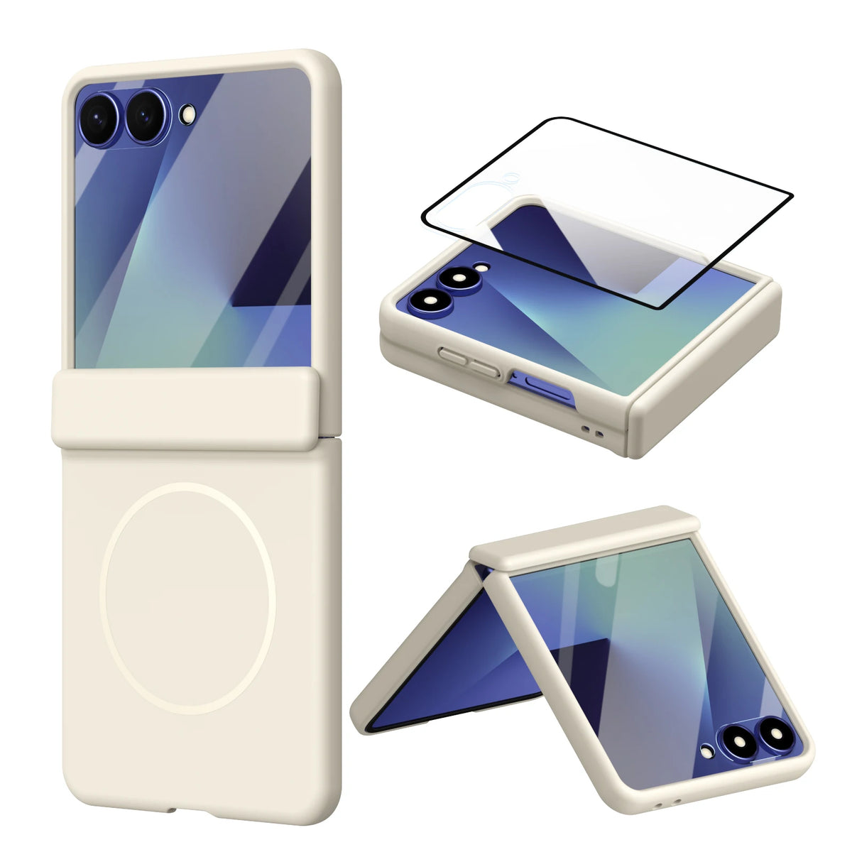 Hinge Protective Magnetic for Samsung Z Flip 8 7 FE 6 5 4 3 with Tempered Protective Film Phone Case for Samsung Galaxy Z Flip 8