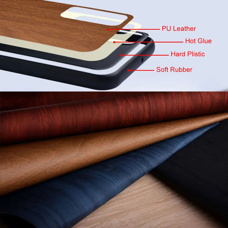 Case for Samsung galaxy s20 s21 s22 s23 Ultra plus FE 5G funda bamboo wood pattern Leather back cover for galaxy s23 ultra case