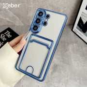 Card Pocket Wallet Clear Case For Samsung Galaxy S26 S25 Ultra S24 FE S23 S22 S21 Plus Ultra S26 Edge A55 A56 A26 Plating Cover