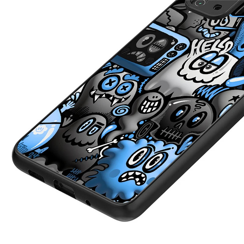 Case for Samsung Galaxy S23 FE Note 20 Ultra 10+ S21 S26 S25 Ultra S20 FE S22 S24 Plus Funda Back Phone Cover Graffiti Black