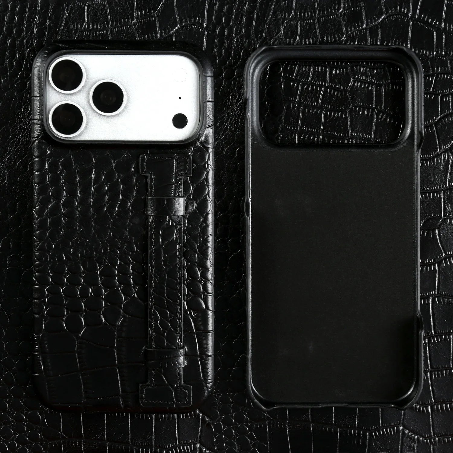 Luxury Genuine Leather Case With Wrist Strap Kickstand For iPhone 17 Pro Max 16 15 14 13 12 Crocodile Pattern Protective Funda