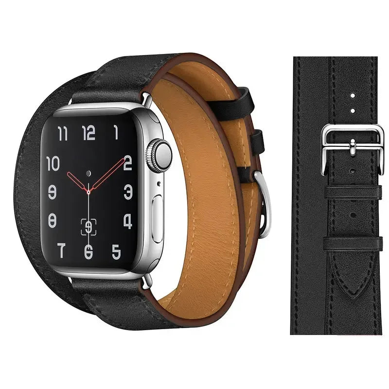 Genuine Leather Bracelet Strap For Apple Watch Band 45mm 49mm 41mm 44mm 42mm 46mm Leather Wristband iWatch Ultra 11 10 9 8 7 6 5