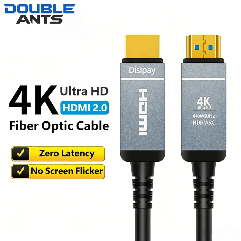 4K HDMI 2.0 Optical Fiber Cable 4K@60Hz 2K@240Hz 18Gbps HDR AOC HDMI Fiber Optic Cable for PS3/PS4 PC TV Projector Monitor Xbox