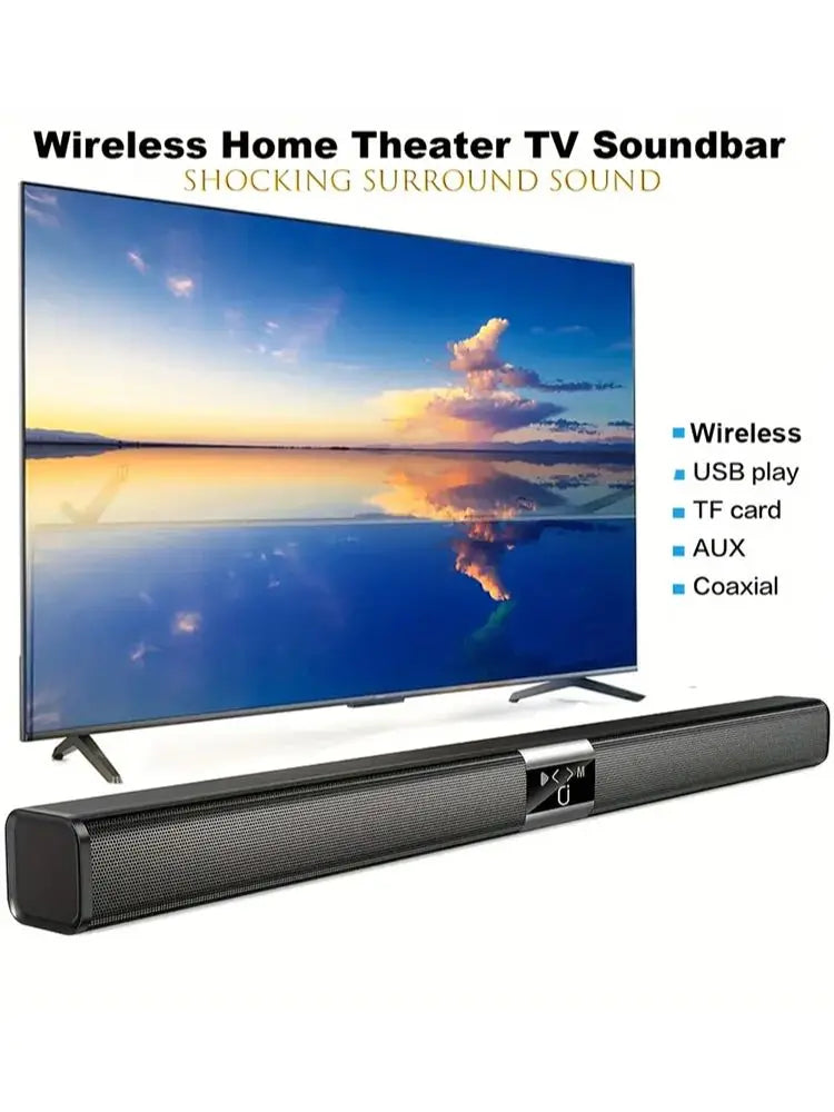 Soundbar Cinema Soundbar Hifi Wireless Bluetooth Speaker Home Theater Tv Computer Soundbar Wall-Mounted Stereo Surround Sound Effect Fm Radio Remote Control Speaker Stand