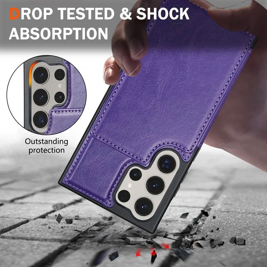 Wallet RFID Blocking Layer Protect Anti-Theft Magnetic Leather Case For Samsung Galaxy S25 Ultra S24 Plus S23 S22 S21 S20 FE