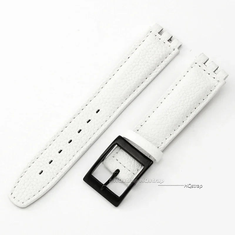 Watch Strap for Swatch 17mm Genuine Cowhide Leather Bracelet Men Women Waterproof Sport Replacement Watchband Belt Accessories