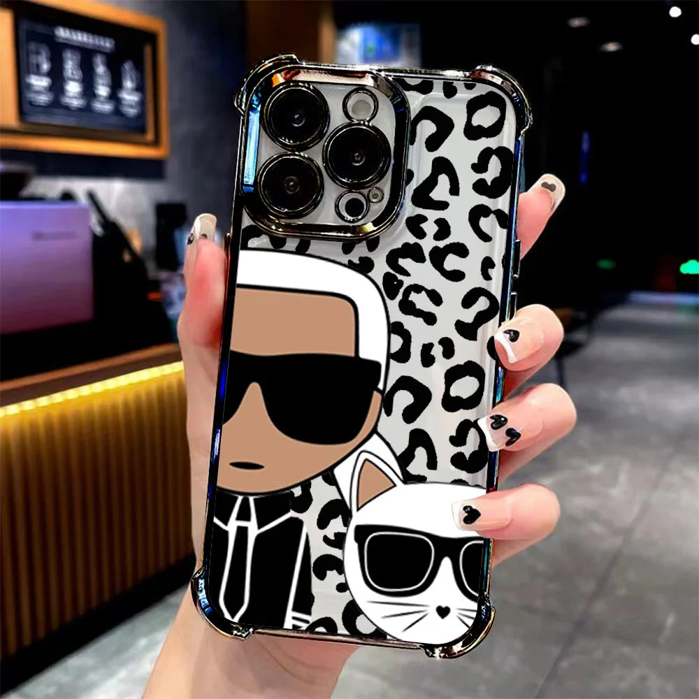 Creative Luxury k-Karls-Pattern Plating Phone Case For Samsung S26 S25 S24 S23 S22 S21 S20 FE Note20 Edge Plus Ultra 4G 5G Cover