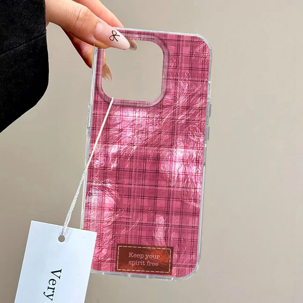 ﻿Winter Brown Lattice Grid Pattern Women Gilrs Phone Case for Samsung Galaxy S25 S24 S23 S22 S21 S20 FE Plus Ultra Shell Cover