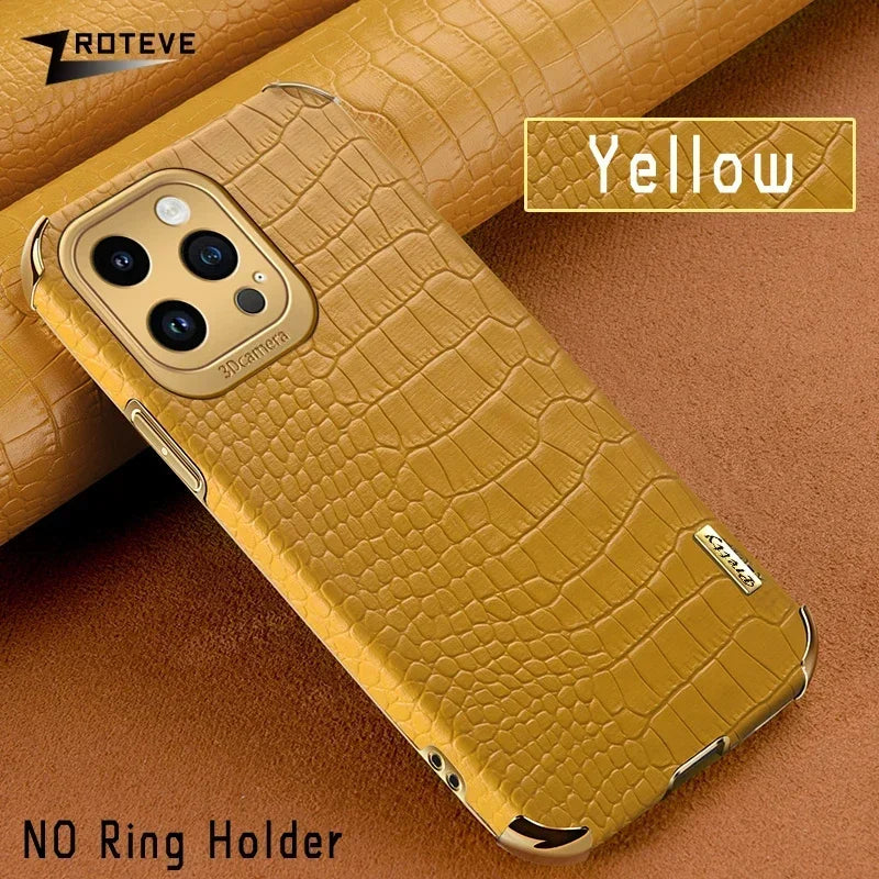 For iPhone16 Pro Zroteve Crocodile Leather Ring Holder Soft Cover For iPhone 16 15 14 13 12 11 Pro Max SE 2 3 iPhone15 Plus Case