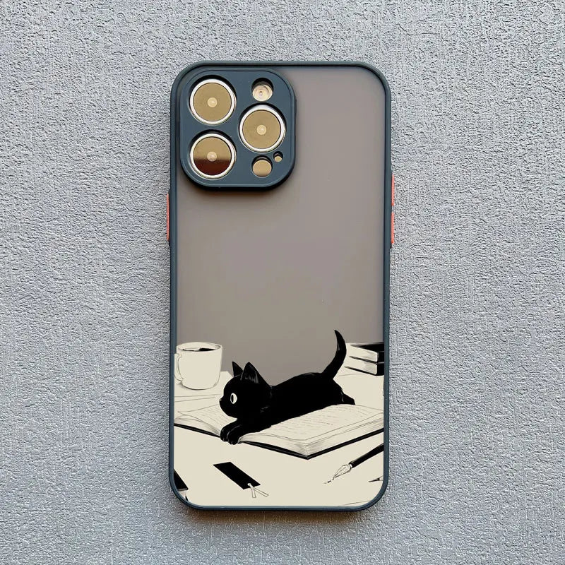 Funny Cat Daily Life Phone Case For iPhone 16 17 pro max Cases 11 12 14 Pro Max Mini 13 15 Plus XR Shockproof  Back Covers