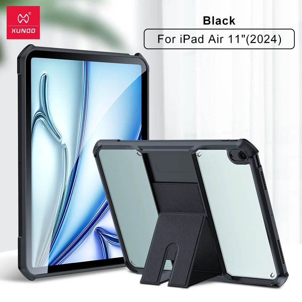 Xundd Tablet Cases For iPad Air iPad Pro 11 13 inch 2024 Shockproof Bumper Protective Case Transparent Back Cover With Holder