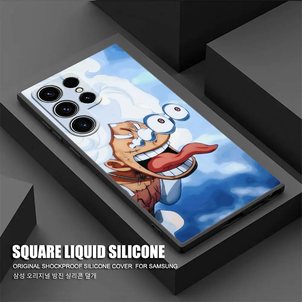 Japan O-One Piece Luffy Gear 5 Phone Case For Samsung Galaxy S25 S24 S23 S20 S21 FE S26 S22 Ultra S26 Plus S25FE Silicone Cover