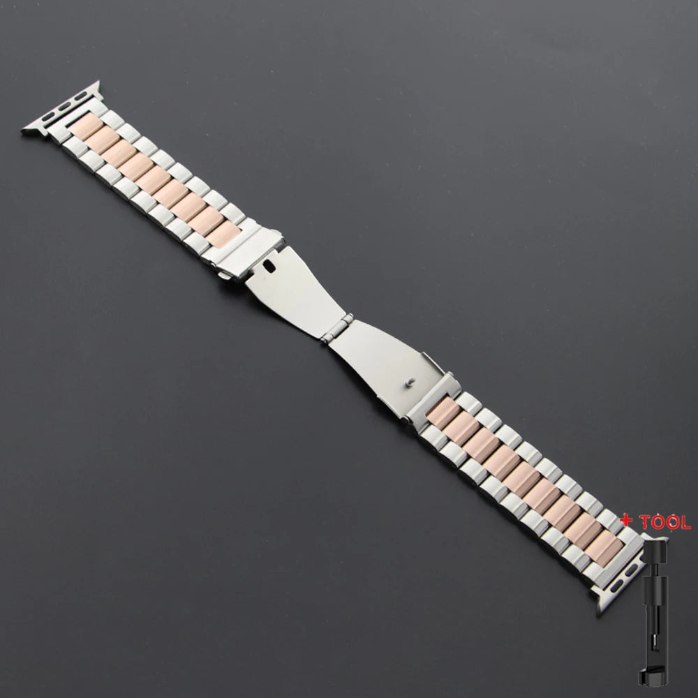 Stainless Steel Band for Apple Watch Ultra 4 3 2 49mm Series 12 11 10 46mm 45mm 44mm 42mm Metal Strap for IWatch 9 8 7 6 SE3 5 4