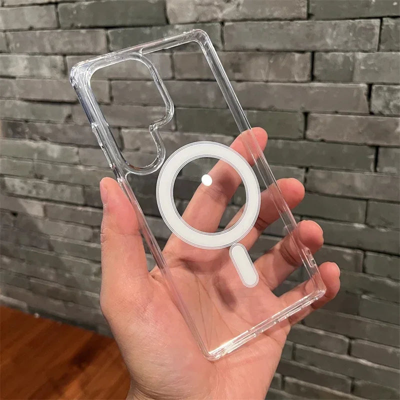 Clear Hybrid Hard PC Phone Case For Samsung Galaxy S26 S25 Edge S24 S23 S22 S21 S20 Note20 Ultra 10 Plus FE Magsafe Cover