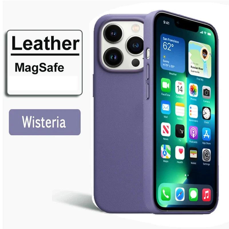 Official Magnetic Leather Case for Apple iPhone 17 Pro Max 16 13 12 14 15 Plus Original MacSafe for MagSafe Cover Accessories