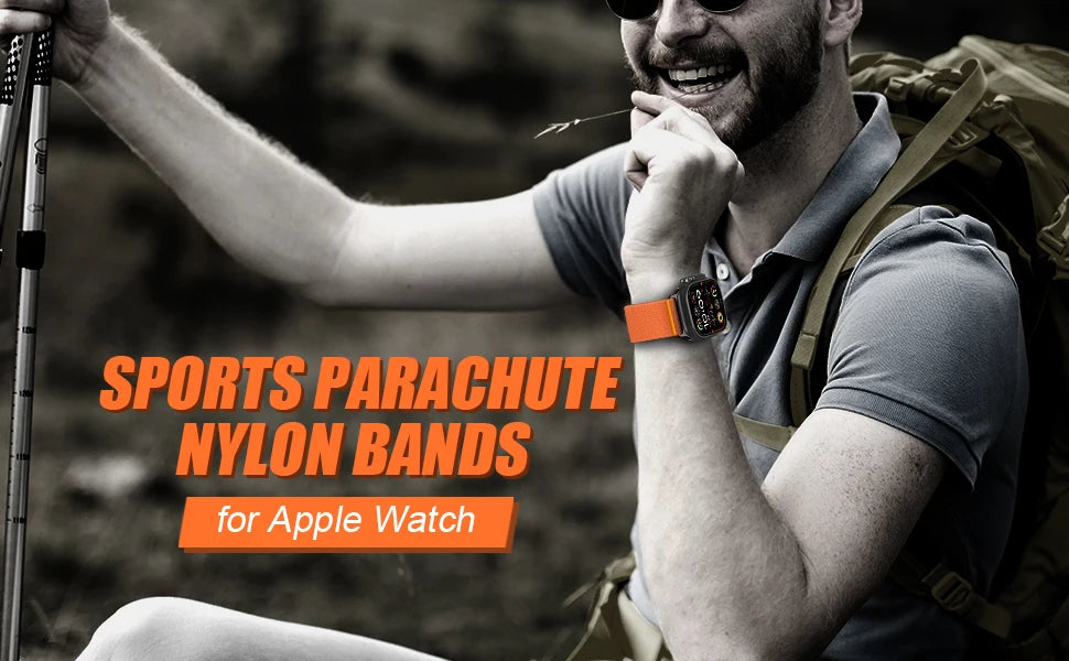 Parachute Straps for Apple watch 10 Band 46mm 42mm 45mm Ultra 49mm 44mm 41mm Nylon bracelet correa iWatch Series 9 8 SE 5 6 7 4