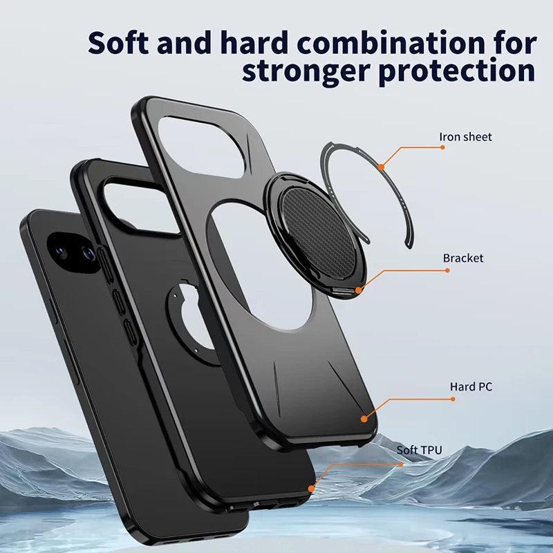 High Quality Solid Color Frosted Invisible Bracket For Magsafe Magnetic Phone Case For Google Pixel 10 9 Pro XL 10A Back Cover
