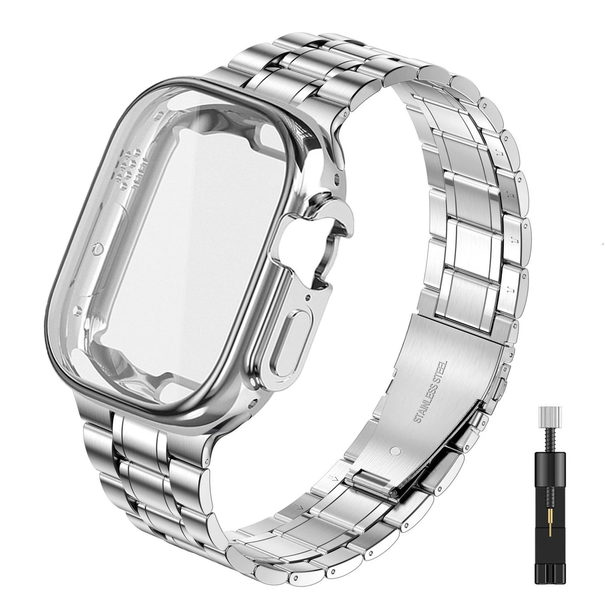 Case+Strap for Apple watch band Ultra2 3 49mm 44mm 40mm 45mm 41mm 42mm Stainless Steel bracelet iWatch Series 3 6 SE 7 8 9 10 11