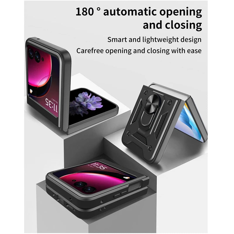 Armor Shockproof Case For Motorola Razr 60 50 40 Ultra Moto Razr+ Plus 2025 2024 2023 Cover With Ring Stand Holder Coque Fundas