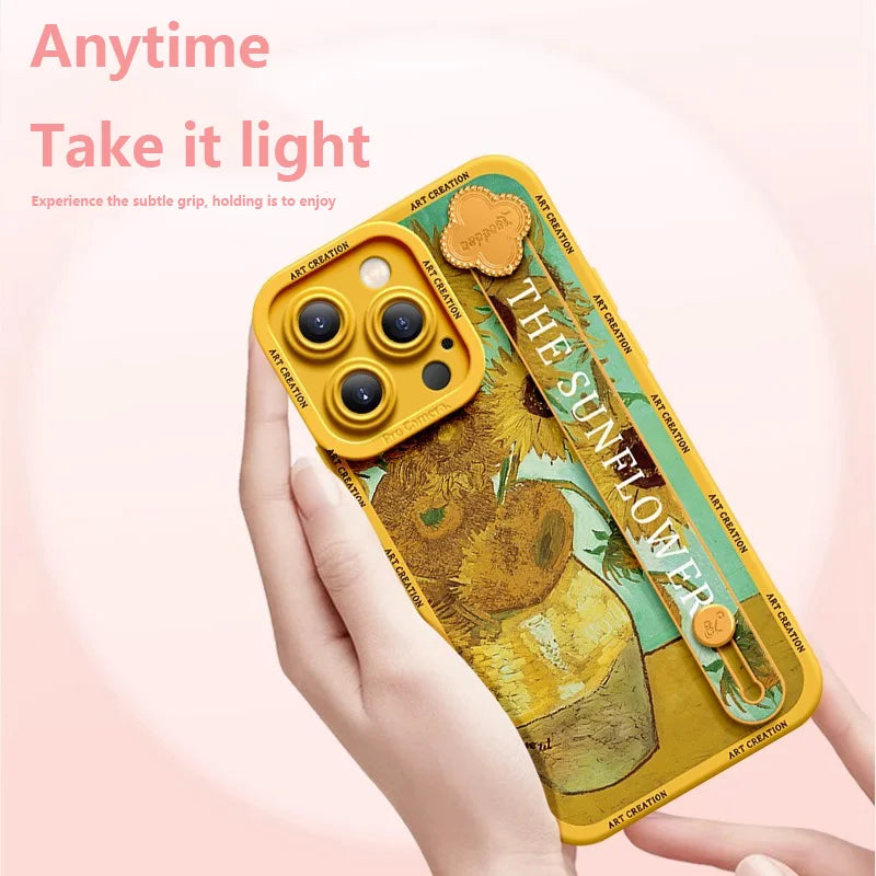 Luxurious Wrist Band Bracket Phone Case Applicable Iphone16 11 12 13 14  15 Pro Max Mini 7 8 Plus Xr Xs Max Anti-fall Silicone S