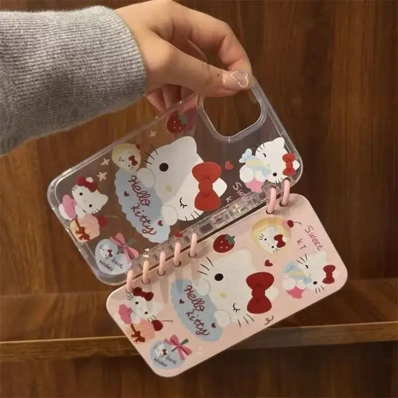 Sanrio 3D Cartoon Flip Notebook Kitty Kuromi Phone Holder Case for Samsung Galaxy S26 S25 S24 S23 S22 Ultra S21 S20 FE Cover