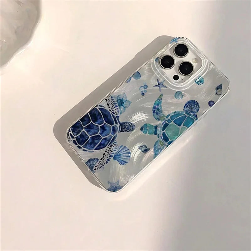 Summer Cool Turtle Pattern IMD Phone Case for Samsung A55 5G A35 A15 A34 A16 S25 S24 S23 FE Plus S22 S21 Ultra Glossy Cover