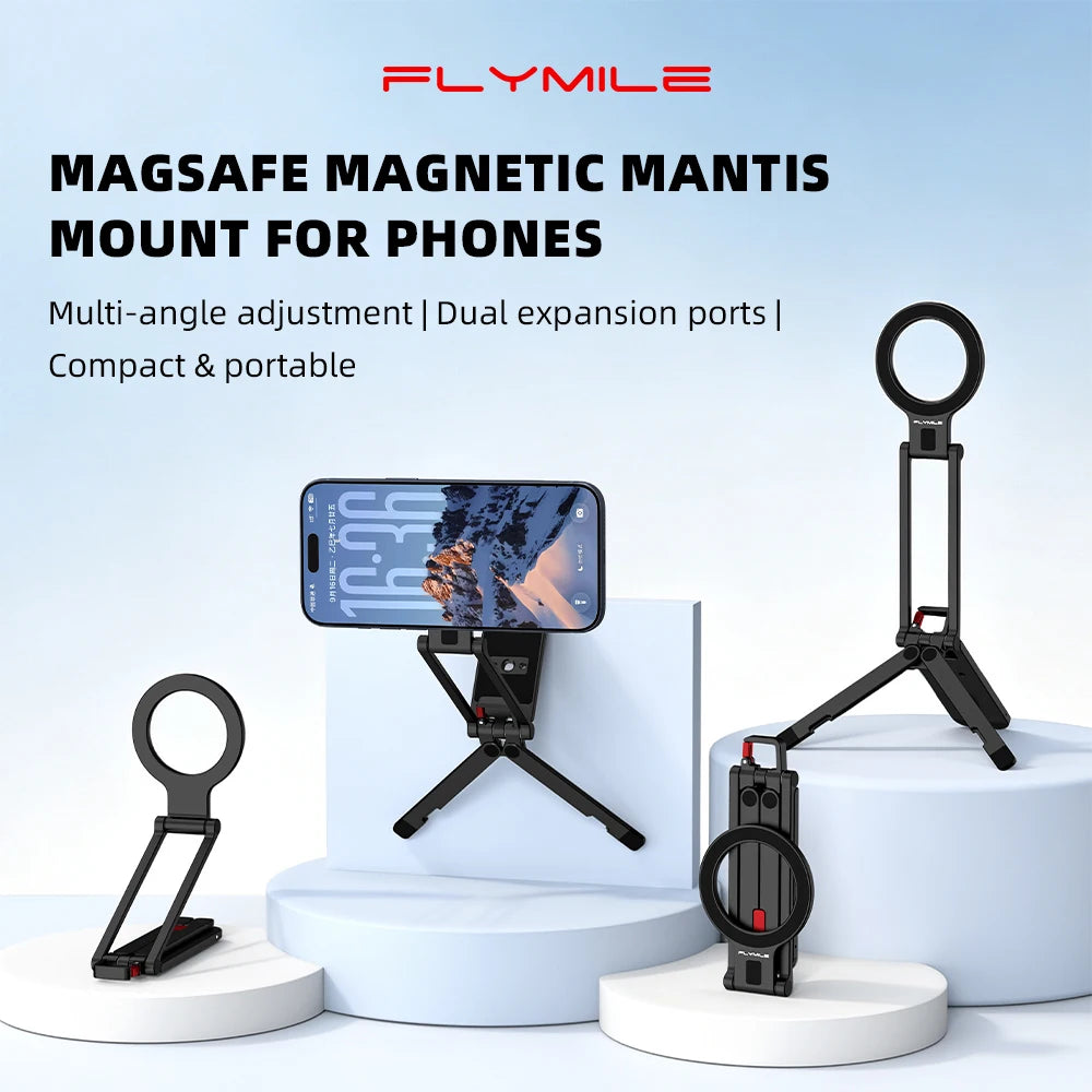 Flymile Foldable Magnetic Phone Tripod for iPhone 18 Pro Max 17 16 15 14 Accessories Selfie Stick Handle Compatible with MagSafe