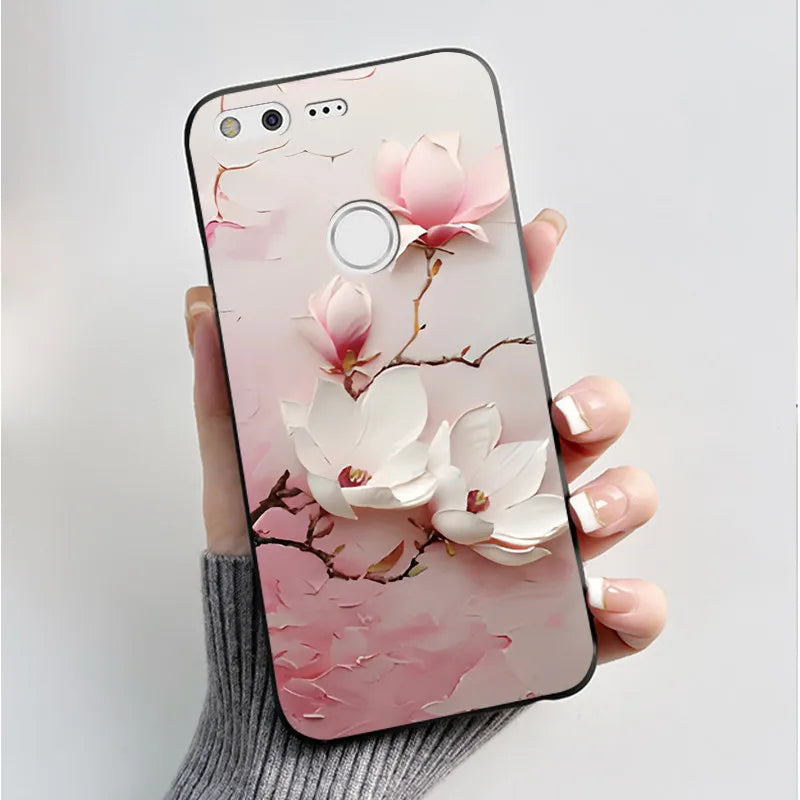 For Google Pixel XL Case Luxury Fashion Butterfly Flowers Black Soft TPU Silicone Back Cover For Google Pixel 1 1XL Phone Cases