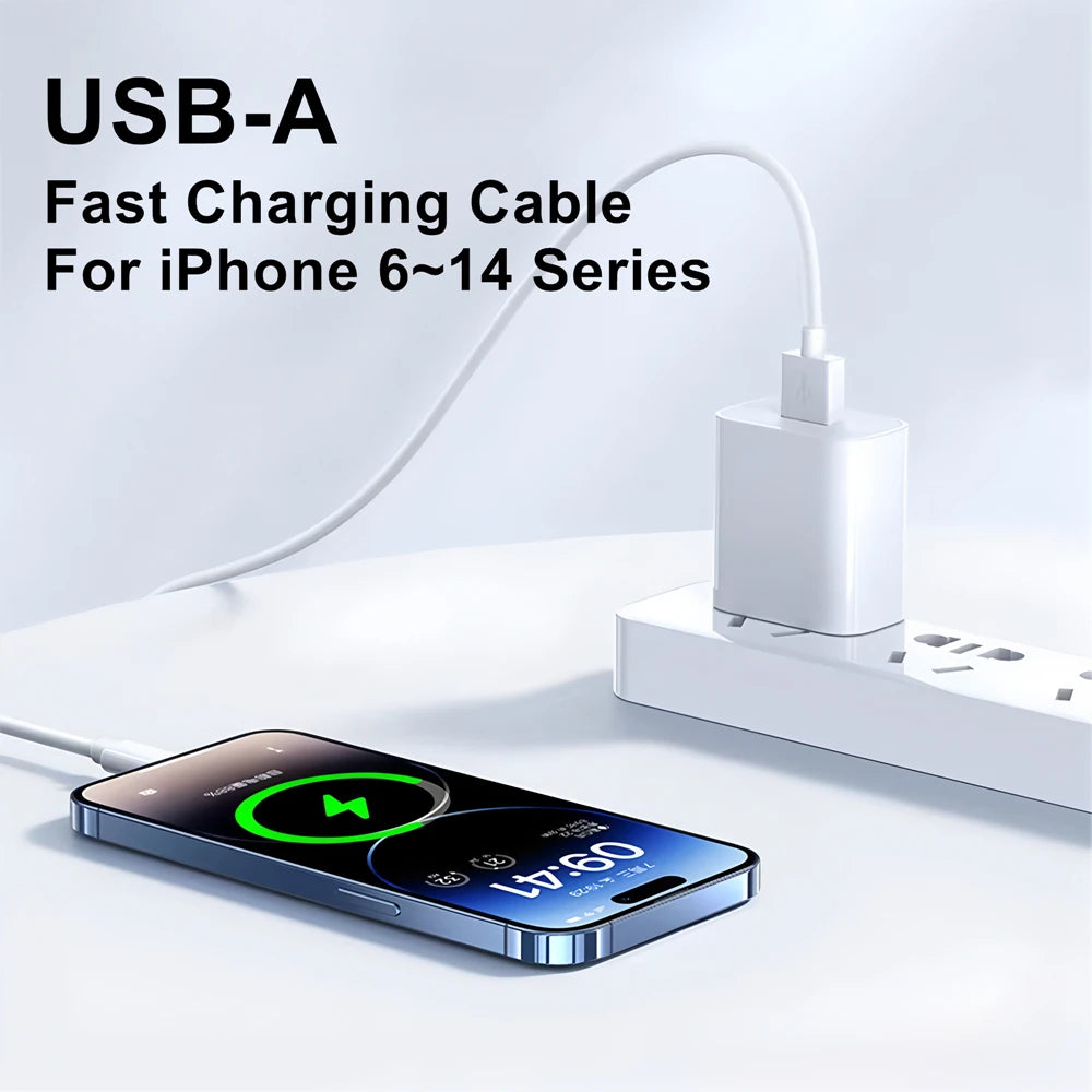 3PCS USB Fast Charging Data Cable For iPhone X XR XS Max 11 12 13 Mini 14 Pro Max 6S 7 8 14 Plus Rapid Charge USB-A Phone Cables