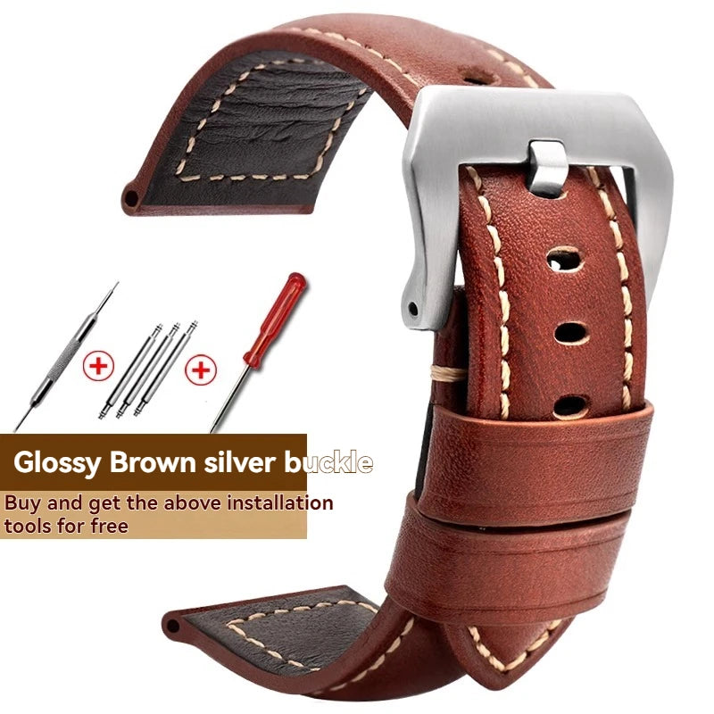 For Panerai Fossil SEIKO TISSOT Watchband Genuine Leather Bracelet male Frosted cowhide Strap Watch band 22 24mm 26m Accessories