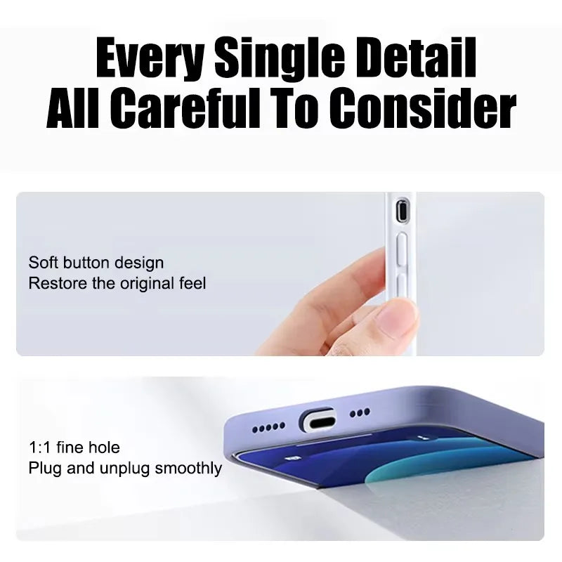 For iPhone 16 15 14 13 12 11 Pro Max Plus Luxury Liquid Silicone Phone Case NEW Matte Shockproof Cover Soft TPU Protective Shell