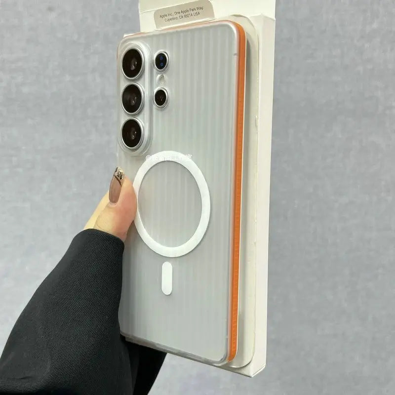 For Samsung Galaxy S26 Ultra S26+ 5G Case Hard Matte Magnetic MagSafe Luggage Stripe Slim Cover For Galaxy S26 Plus Shell Bumper