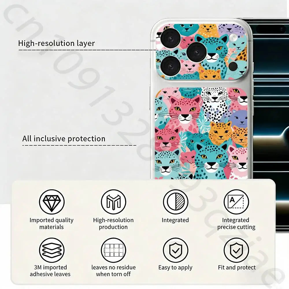 FlowER For iPhone 17 pro Max 17 pro Full Cover Decal Skin Wrap 3D Colorful Rear Protective Sticker Film